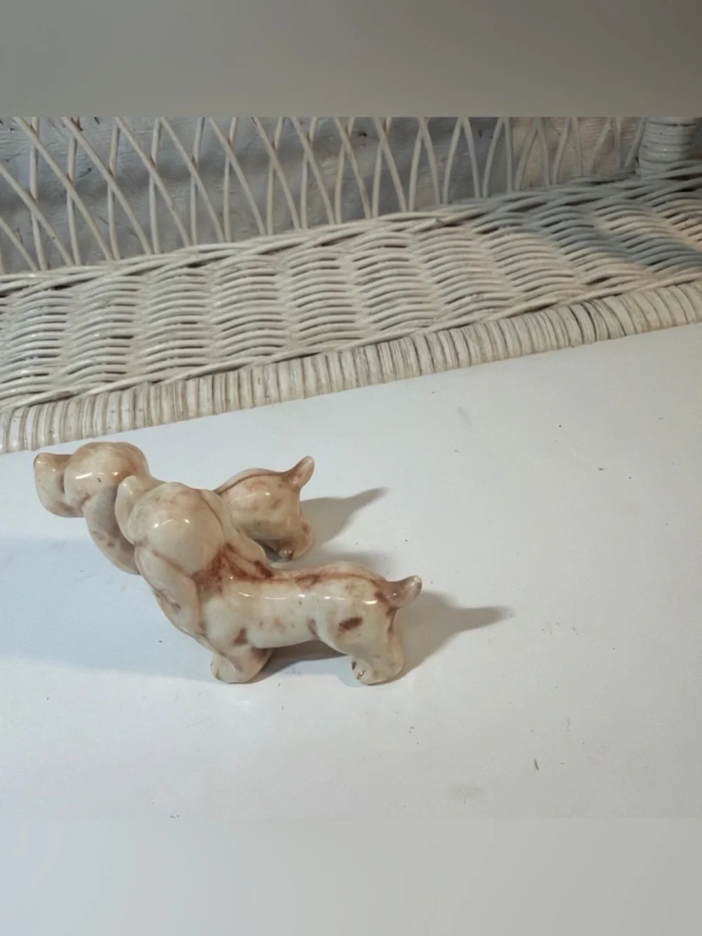 Vintage Mini Dog Figurines Set Ceramic Puppy Salt Pepper Small Collectibles